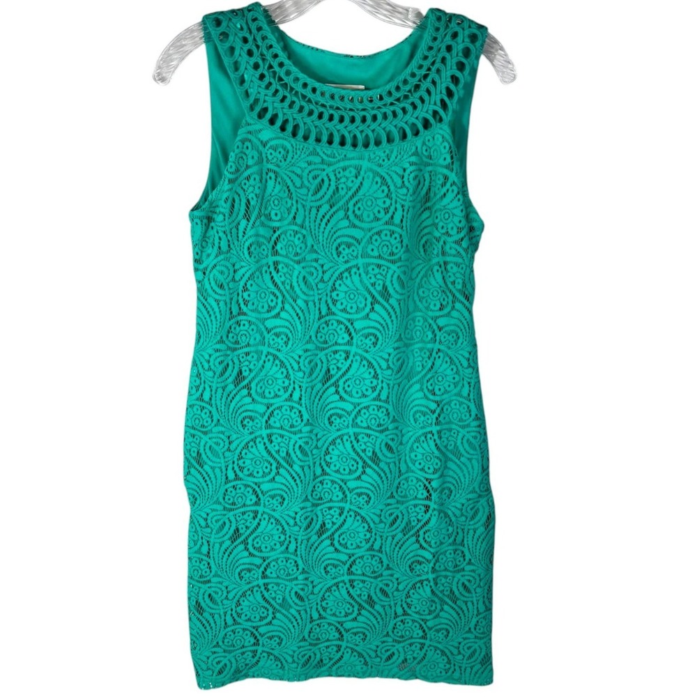 Eliza J Jade Paisley Lace Sheath Dress Sz 6 KneeLength Romantic Classic Elegance